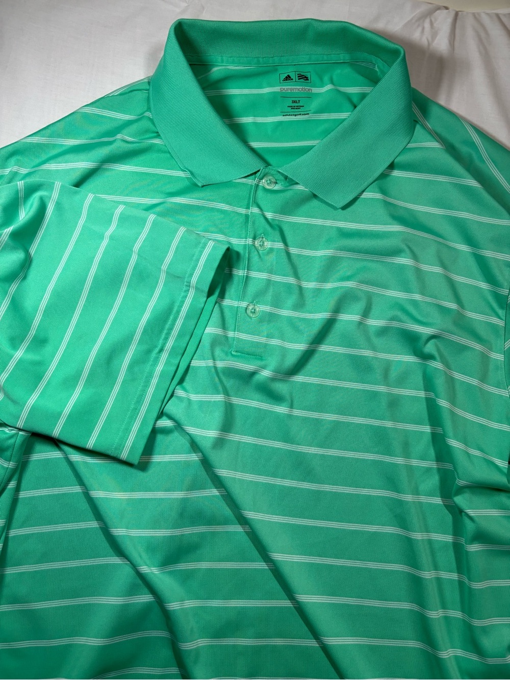 adidas Green Striped Polo Shirt